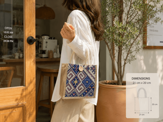 Image 2 Sac Cabas Motif Bohème – 21 x 20 cm