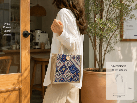 Image Sac Cabas Motif Bohème – 21 x 20 cm