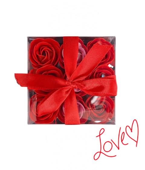 Image Ballon "Happy Mother's Day" avec Coffret de 9 Roses Rouges en Savon