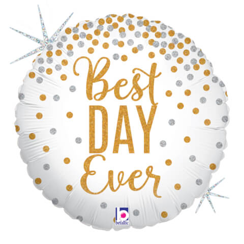 Image Bouquet de Ballons "Best Day Ever" avec Cœurs – Cadeau Unique à Offrir