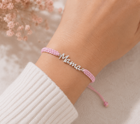 Image Bracelet « Mama » Rose Tressé