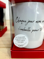 Vignette 3 Bougie"chaque jour mon coeur s'emballe pour toi"inclus bracelet surprise