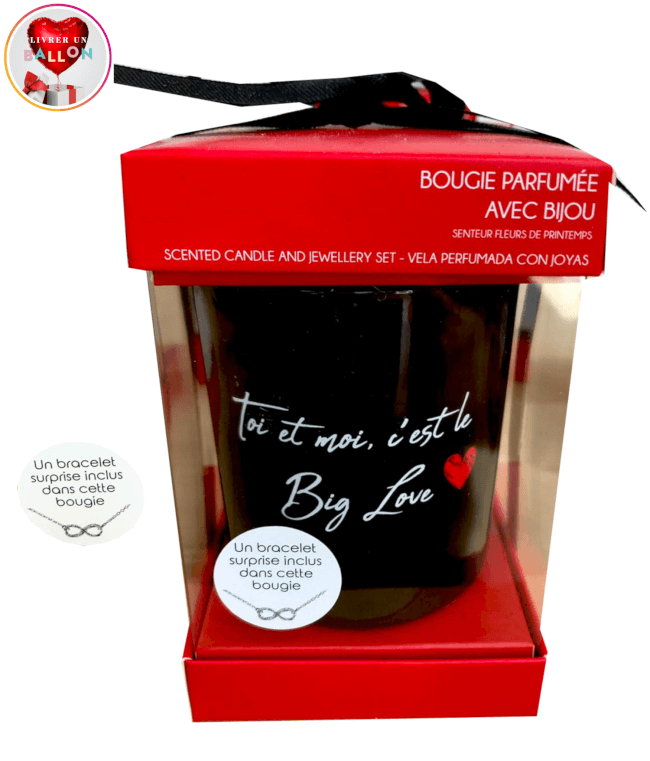 Image 2 Bouquet de 3 Ballons Coeurs Rouges + Bougie"toi et moi,c'est le big love"Bracelet Surprise By Livrer un Ballon