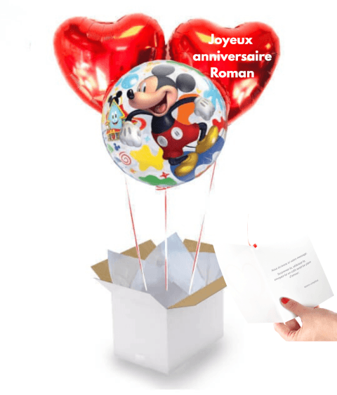Image Bouquet de Ballons Mickey Personnalisé – Cadeau Anniversaire Enfant
