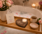 Vignette 3 Bougeoir Cœur en Bois « Happy Mother’s Day »