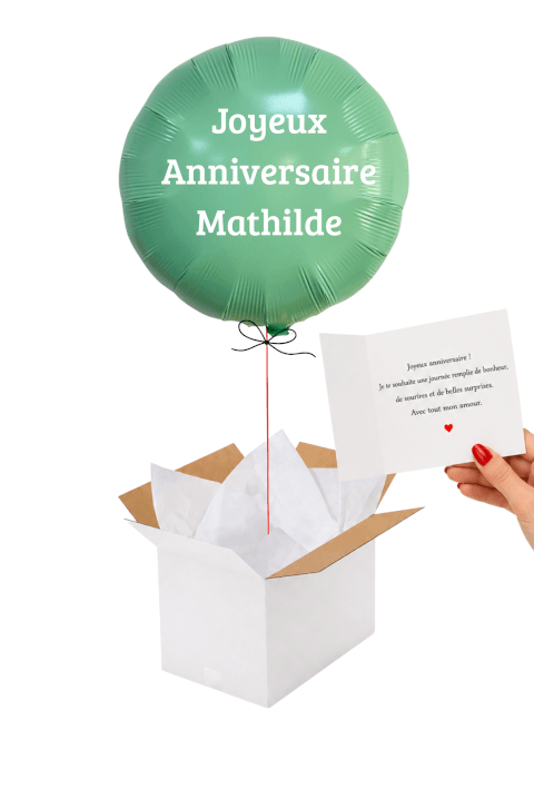 Image Ballon Rond Vert Olive Mat Personnalisé – Message au Choix