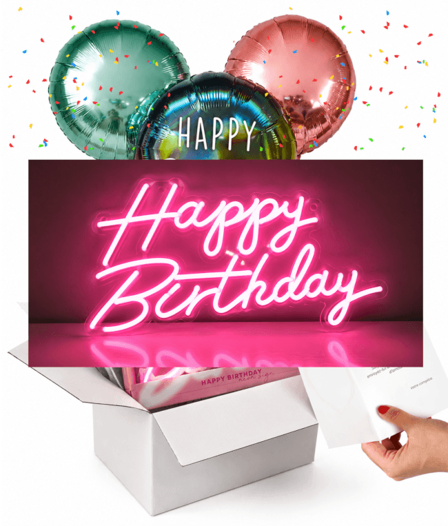 Image 2 Pack Anniversaire « Happy Birthday » – Ballons & Néon LED