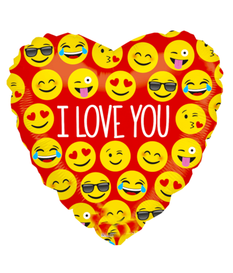 Image Ballon 2 Coeurs Rouges I Love YOU Emoji + Ballotin De Big Frais Coeur Tagada By Livrer un Ballon