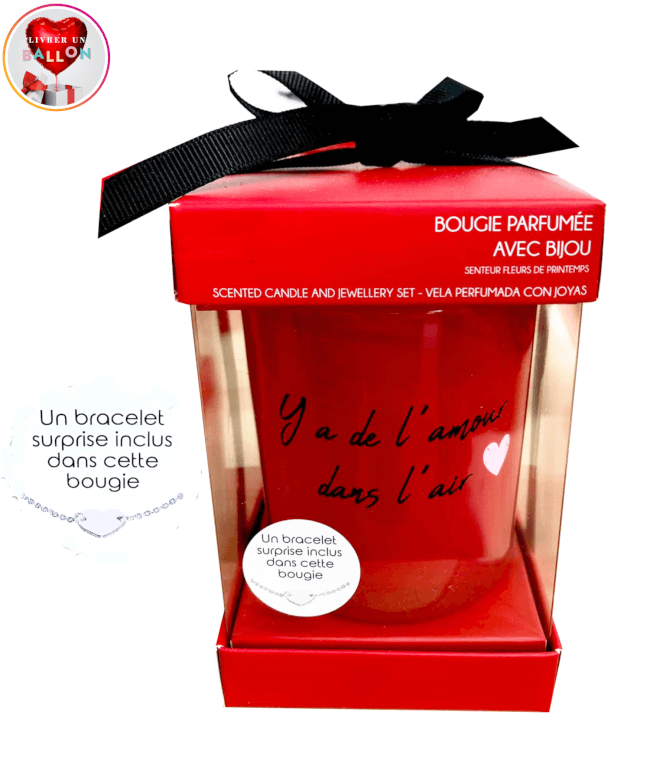 Image 2 Bouquet de 3 Ballons Coeurs Rouges i love you + Bougie"y a de l'amour dans l'air"Bracelet Surprise By Livrer Un Ballon 