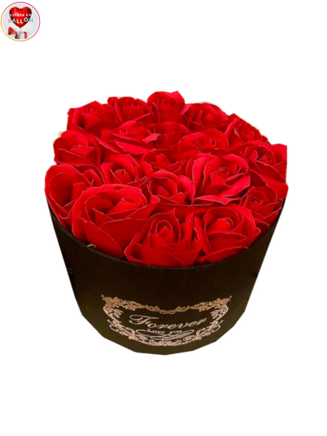 Image 2 Ballon Coeur Rouge + Bouquet de 19 Roses Rouges de savon By Livrer un Ballon
