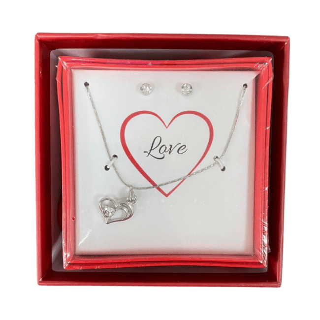 Image 2 Boîte Cadeau "Love" pour la Saint-Valentin - Collier Cœur et Boucles d'Oreilles