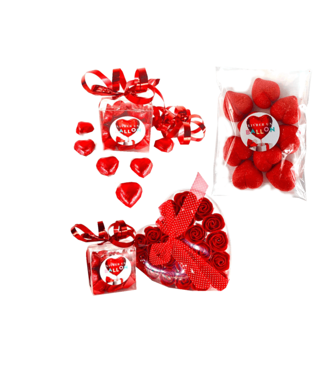 Image 2 Ballon Coeur I Love You+24 Roses de savon+Chocolat+Fraise Tagada