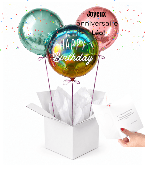 Image Bouquet de Ballons Happy Birthday Solaire texte à Personnaliser