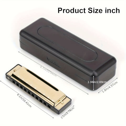 Image Harmonica en acier doré – Le cadeau qui fait vibrer les émotions