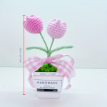 Vignette 3 Plante en pot de tulipe faite main au crochet avec nœud rose 