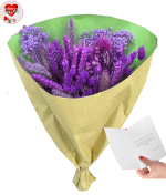 Vignette 3 Bouquet de Fleurs Eternelles Purple 50cm +Ballon Happy Birthday Fleuri By livrer un ballon