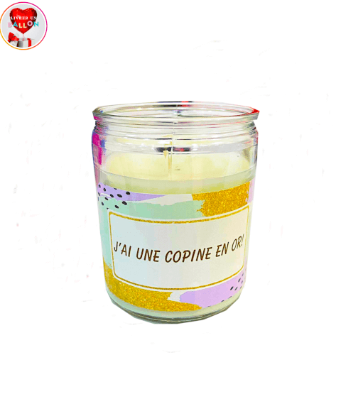 Image Ballon Happy Birthday Argent +Bougie "tu es une copine en Or!" By Livrer un Ballon