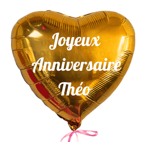 Image Bouquet de ballons « Joyeux Anniversaire » avec cœurs dorés & argentés