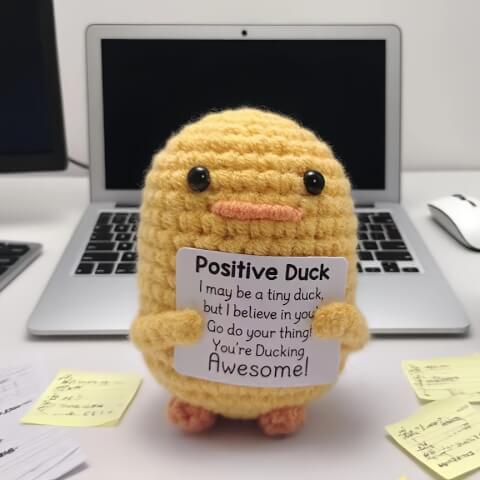 Image Canard en crochet positif – Cadeau encouragement – Message « Je crois en toi »