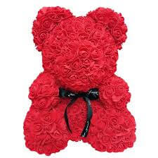 Image Coffret Ballon coeur rose “Bonne Fête Maman” & Ourson Rouge en Mousse
