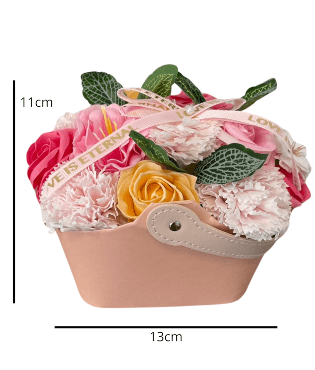 Image 3 Panier de fleurs artificielles avec message "L’AMOUR EST ÉTERNEL"