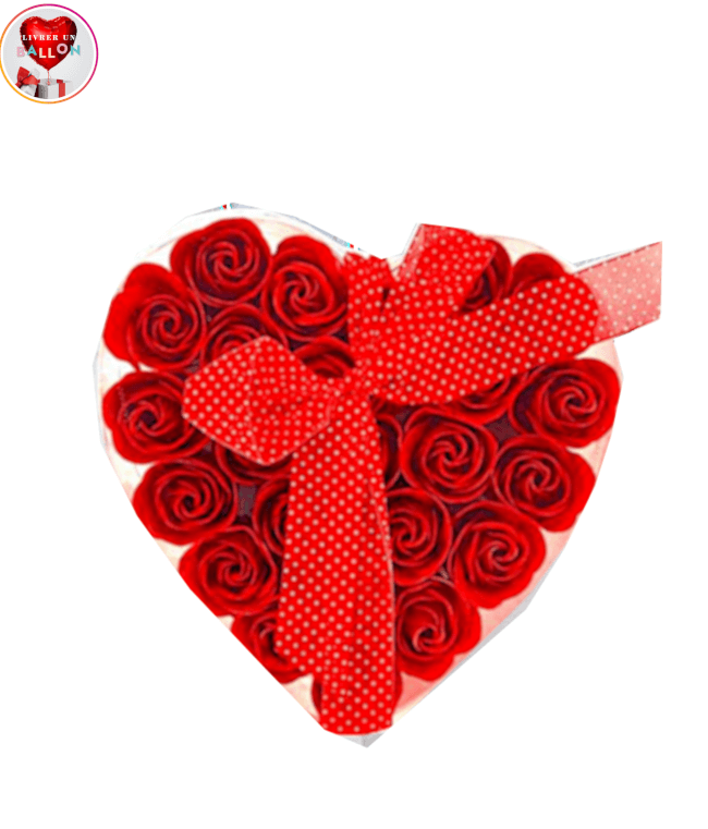 Image 3 Bouquet noel Coeurs Rouges +24 coeurs roses rouges+ballotin de chocolat By Livrer un Ballon